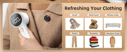 New Household Electric Lint Remover 3 Gears Adjustable Wireless LED Digital Display Hairball Trimmer Portable Sweater Epilator