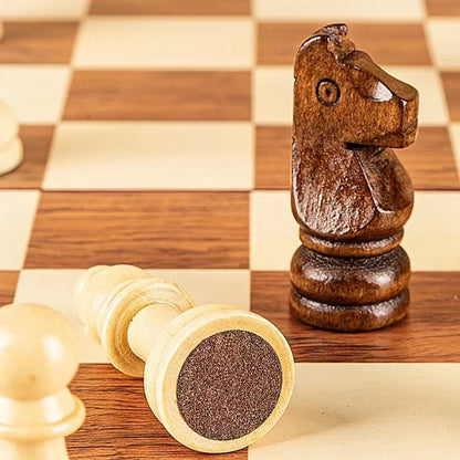 15" x 15" High-end Folding Chess Set Top Grade Classic Handwork Solid Wood Pieces Walnut Chessboard Children Gift Board Game