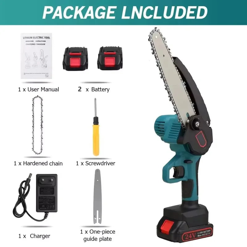 8 Inch Electric Garden Logging Wood Chainsaw With Automatic Oiler Pruning Woodworking Power Tool Compatible For 21V Lithium Battery