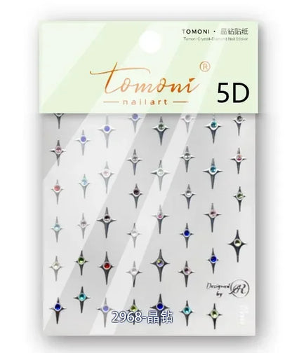 1 piece  5D silver nail stickers metal mini star nail art stickers high quality exquisite decals self-adhesive nail art stickers