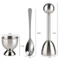 Creative Egg Opener Egg Shell Opener With Egg Tray Set and Spoons Stainless Steel Opening Egg Breakfast Tool Kitchen Accessories