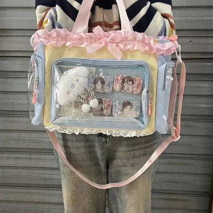 New Y2K Cute Japanese Ita Bag Lolita Girl Transparent Shoulder Tote Bag Large Capacity Crossbody Casual Bag DIY Display Handbags