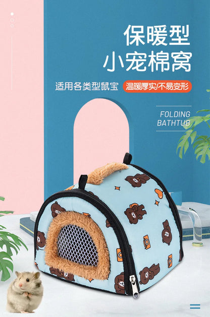 Hamster Warm Bed Portable Small Pet Cotton Nest for Hamster Sugar Glider Squirrel Guinea Pig Breathable Carry Bag