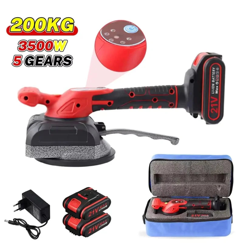 DWiusty 200KG Cordless Tile Tiling Machine Enlarged Suction Cup Tile Paving Tiles Vibrator 5 Gear Floor Vibrator Leveling Power Tools