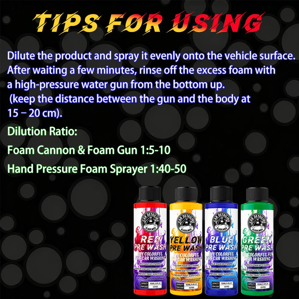 Colored Car Pre Wash Solution Magic High Concentration Foam Car Wash Shampoo Auto Detailing Accessory Super Cleaner