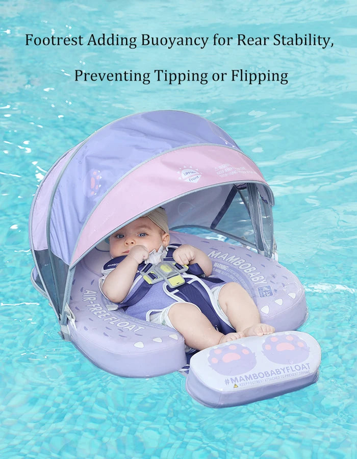 Mambobaby Float 98% UV Protection Canopy Safe Air-Free Core Comfort Skin-friendly Design Baby Swim Ring Toddler Pool Float Infant Swim Circle Swimming Buoy 1 Years 3-34 Months Boy and Girl Globally Certified Safe Design
