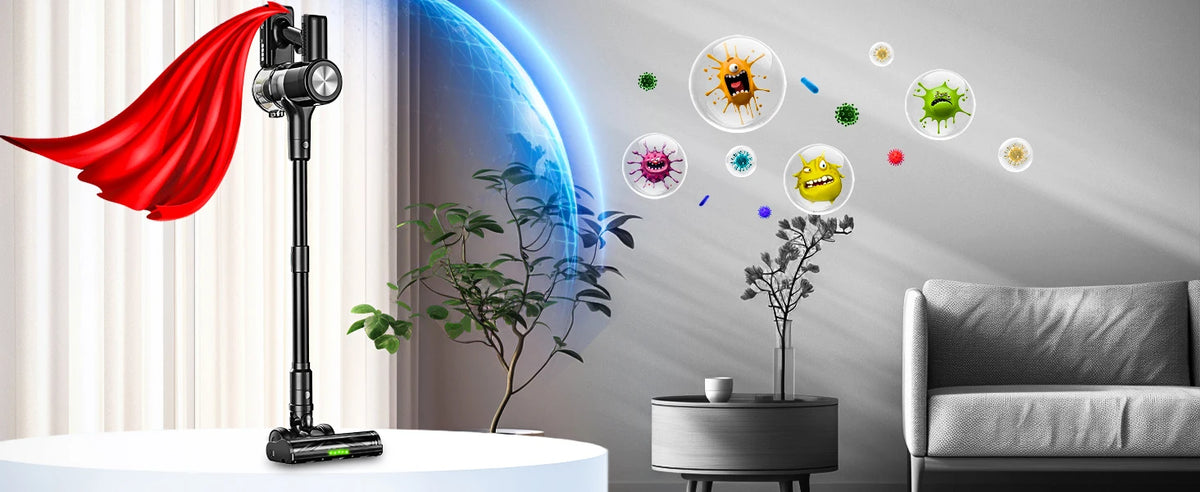 Cordless Vacuum Cleaner, 55Kpa/55Mins Vacuum Cleaners for Home, Anti-tangle Stick Vacuum with Self-Standing, Wall Mount Charging