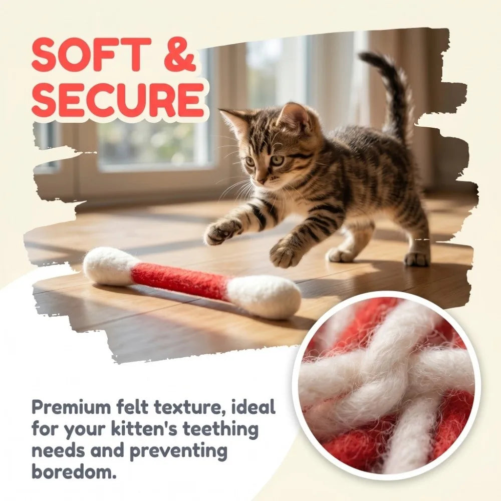 6Pcs Oversized Cotton Swab Cat Toy Anti-Boredom Durable Kitten Chew Toy Soft Texture Lightweight Cat Teething Chew Toy