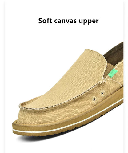 2025 New Spring Handmade Canvas Casual Men Shoes Design Fashion Sneakers Man Loafers Breathable Low Top Flat Shoes Soft Driving