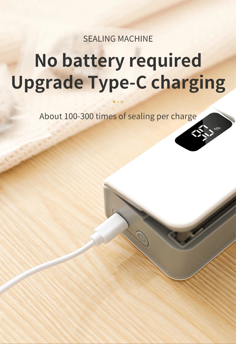 Bag Sealer Mini Plastic Bags Sealer 2in1 Portable Packaging thermal Sealing Machine Rechargeable Food Storage Plastic Bag Sealer