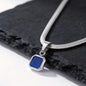 Vnox Geometric Square Natural Stone Pendant Necklace for Men, Gold Silver Color Stainless Steel Blade Chain, Trendy Jewelry Gift