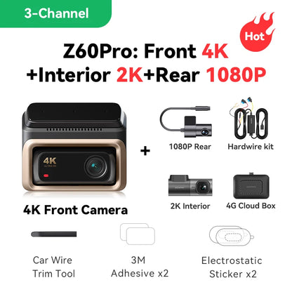 DDPAI Z60 Pro 4K Dash Cam Auto Dashcam Front GPS Car Camera for Dual SONY Sensor WiFi ADAS Night Vision DVR Video Recorder