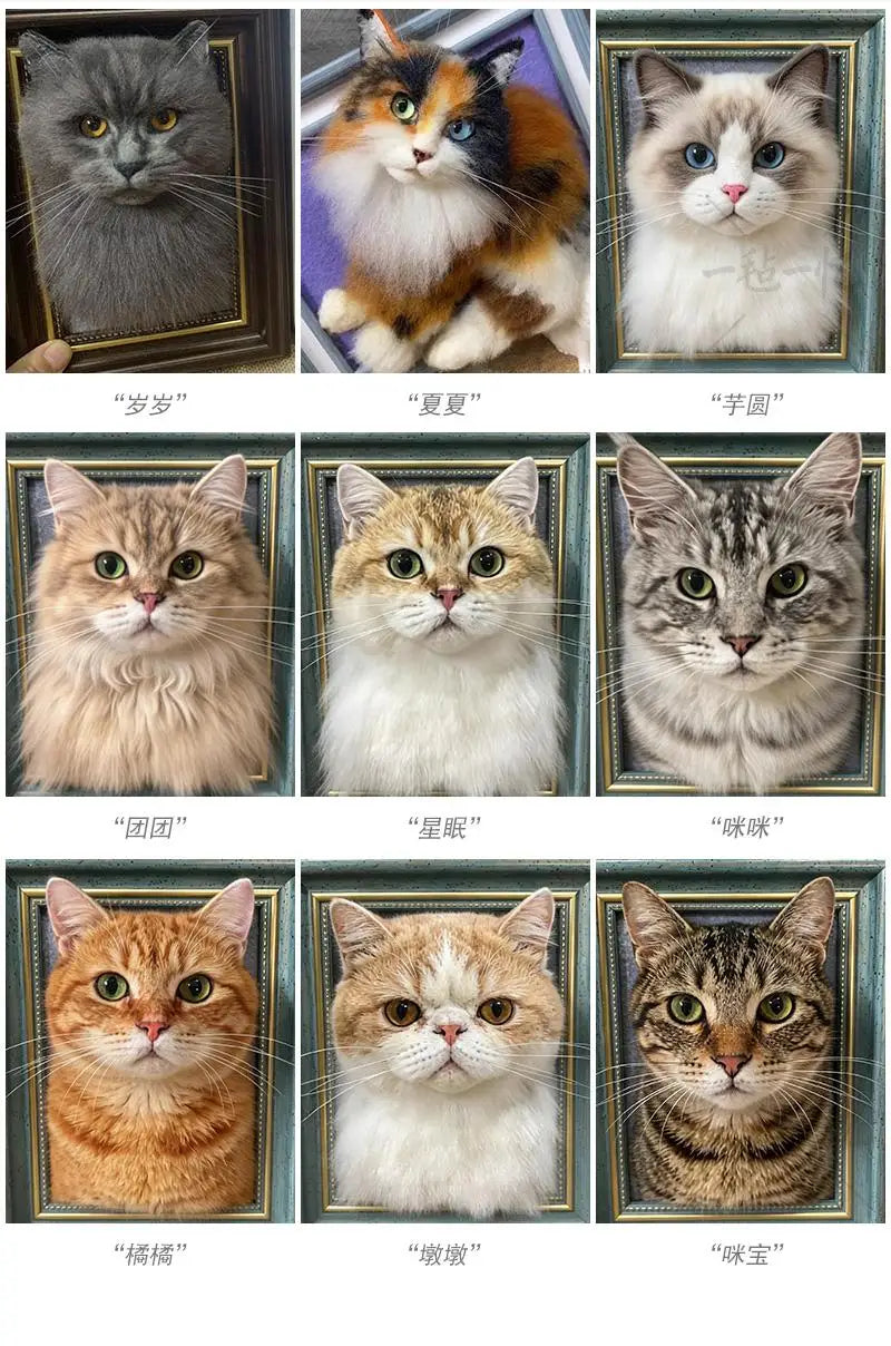 Custom Handmade Wool Felt Pet Portrait Doll Personalized Realistic Cat Dog Simulation Plush Stuffed Animals Birthday Gifts