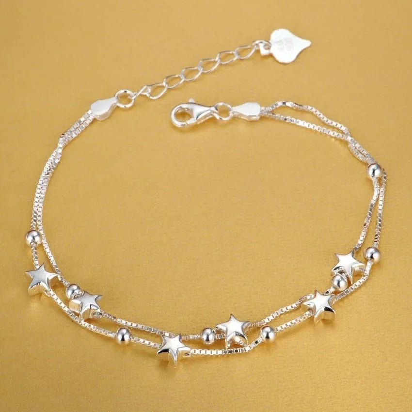 Noble 925 Sterling Silver Square Solid Chain Bracelet for Women Men Charm Party Gift Wedding Fashion Jewelry