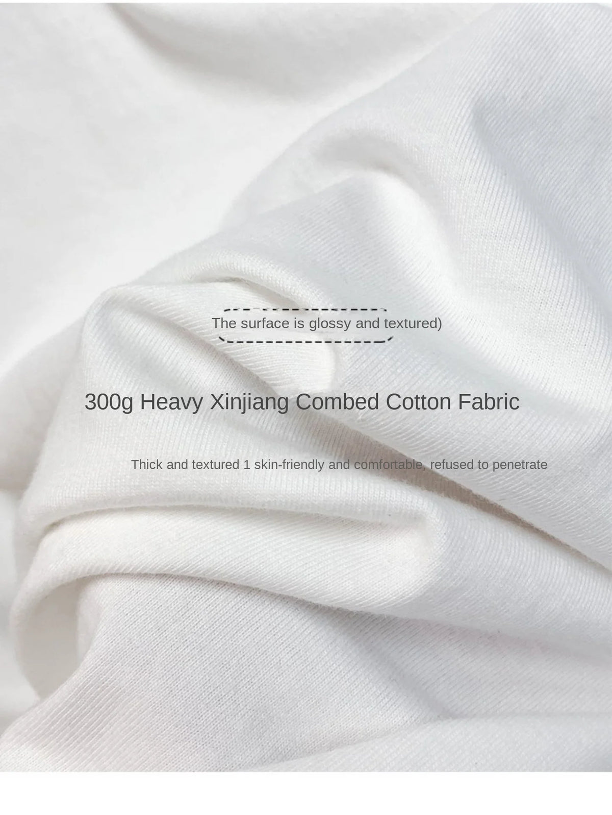 Beige 300g Heavyweight Cotton T-shirt, Loose Summer Round Neck Basic Tee for Men & Women