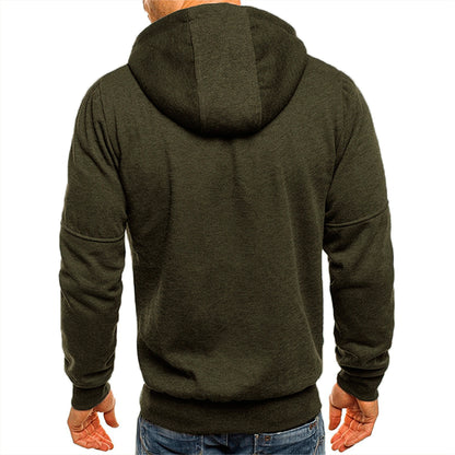 Solid color men's hooded jacket Casual long-sleeved hoodie Zipper Gym sports hoodie Spring Fall