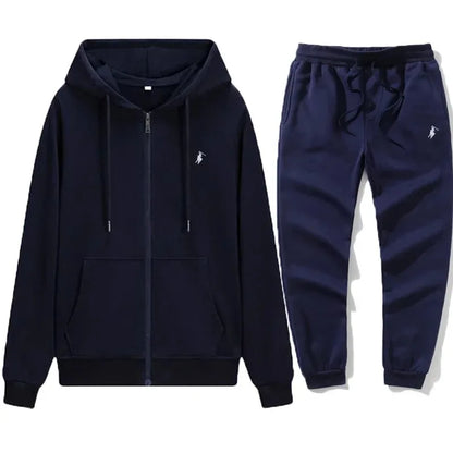 Autumn and Winter 2025 new Men's sportswear set, a fashionable outdoor zipper warm men's casual sweatshirt + pants 2-piece set
