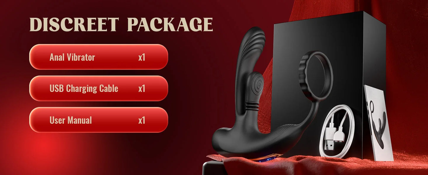 360° Circular Kneading Anal Vibrator Male Prostate Massager with Cock Ring 3 in 1 L-Shaped Vibrators Adult Anal Sex Toy for Gay