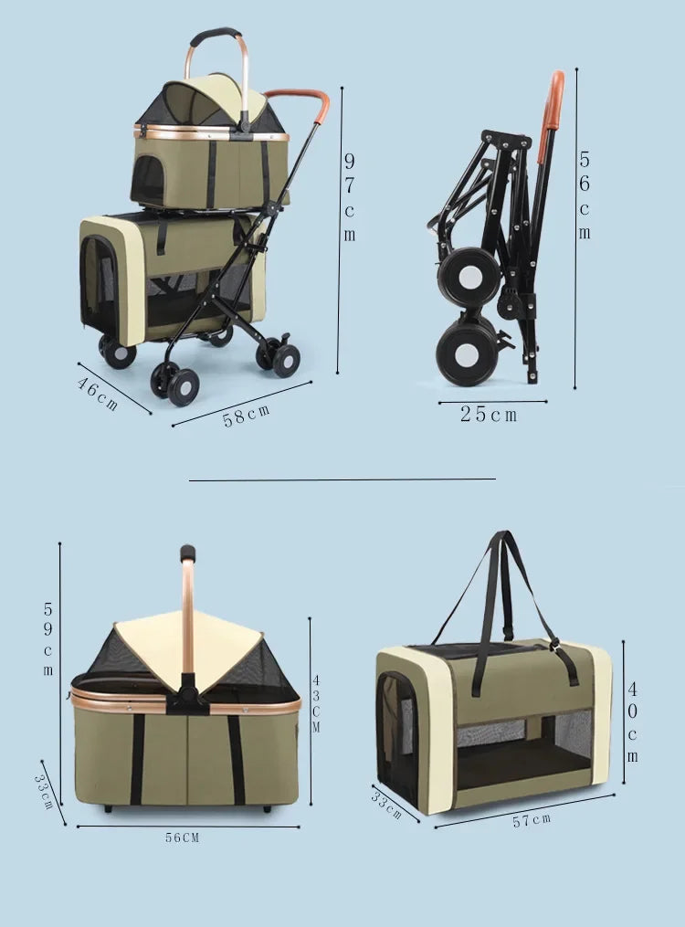2026 New Multi Layer Pet Cart for Cats Dogs, Large Space Detachable Pet Carriers and Travel Gear