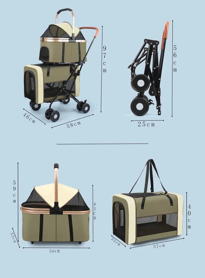 2026 New Multi Layer Pet Cart for Cats Dogs, Large Space Detachable Pet Carriers and Travel Gear