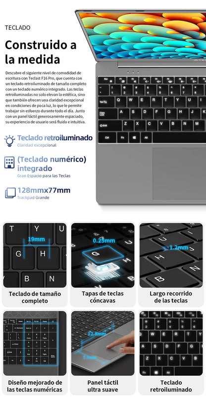 Teclast F16Pro Laptop 15.6 Inches, Backlit Keyboard, for Intel N95, 16Gb Ram 512Gb Rom, 1920X1200 Fhd Ips, Compatible with Mini-Hdmi