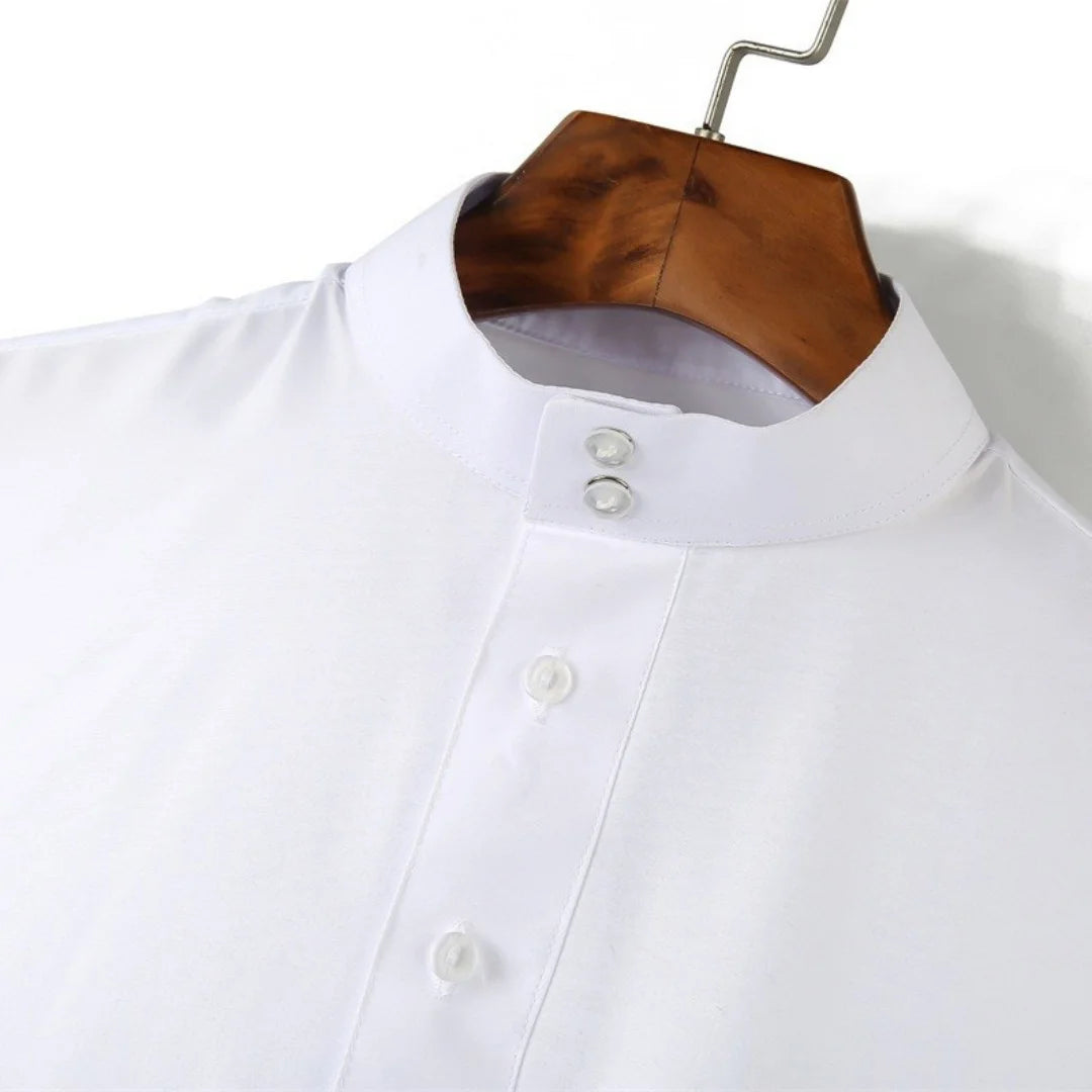Men's Saudi Arabic Stand Collar Long Sleeve Robe Ramadan Muslim Robe Middle East Islamic Clothing