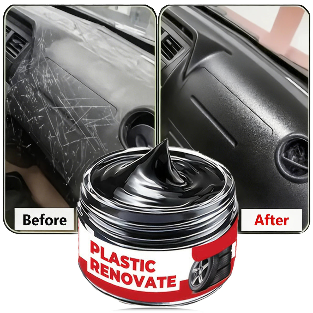 Car Interior Scratch Repair Paste Tire Shine Restoration of Black Interior and Dashboard Plastic Surfaces