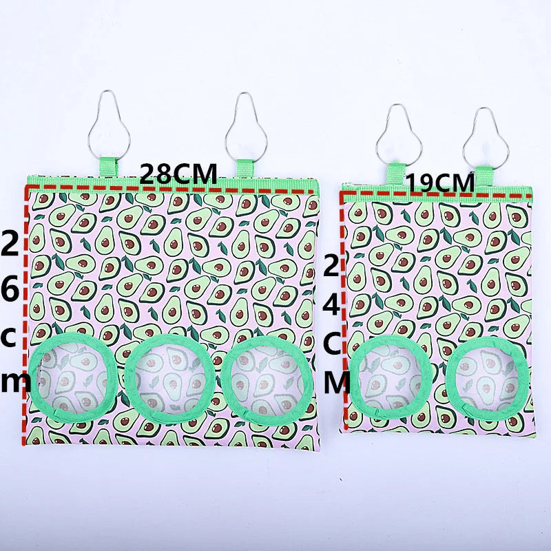 Rabbit Hay Bag 2/3 Holes Hanging Dry Grass Feeder for Guinea Pig Bunny Chinchillas Rats Small Animal Food Storage Bag