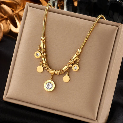 XIYANIKE 316L Stainless Steel Necklace for Women Gold Color New Trends Exquisite Chic Charming Birthday Fashion Jewelry Collier