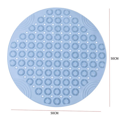Bathroom Mat Anti-slip Sucker Round PVC Bath Mat with Drain Hole Silicone Bathing Rugs Foot Massage Pad Bathtub Soft Shower Mat