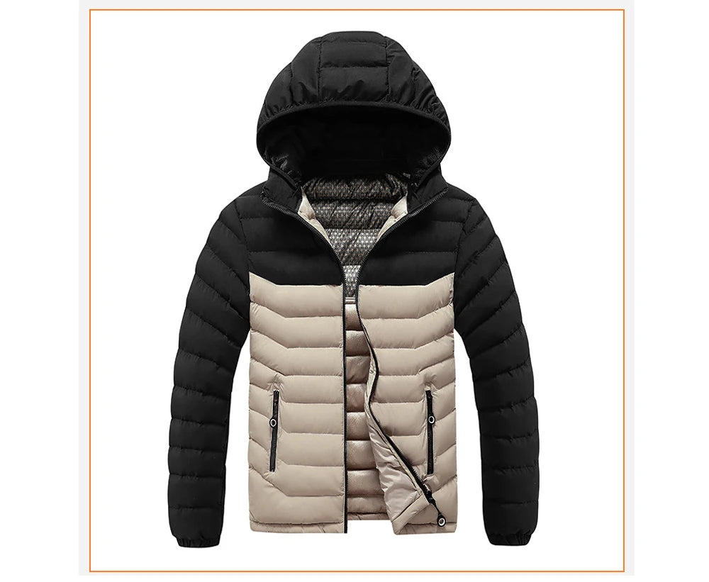 Winter Men's Bomber Padded Jacket Casual Men Cotton Thicken Warm Hooded Parkas Coats Male Thermal Windbreaker Jackets Clothing