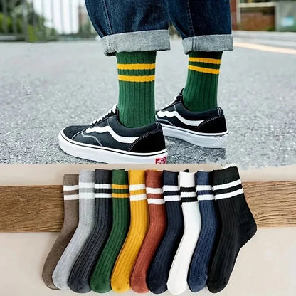 5 Pairs Socks MEN'S Mid-calf Spring and Autumn Sports Sweat Anti-odor MEN'S Socks Thin Sports Socks