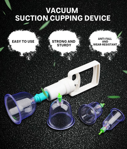 6 Suction Cups for Back-Vacuum Cupping Massage Kit w/ Pump Gun Body Massage Anti-Cellulite