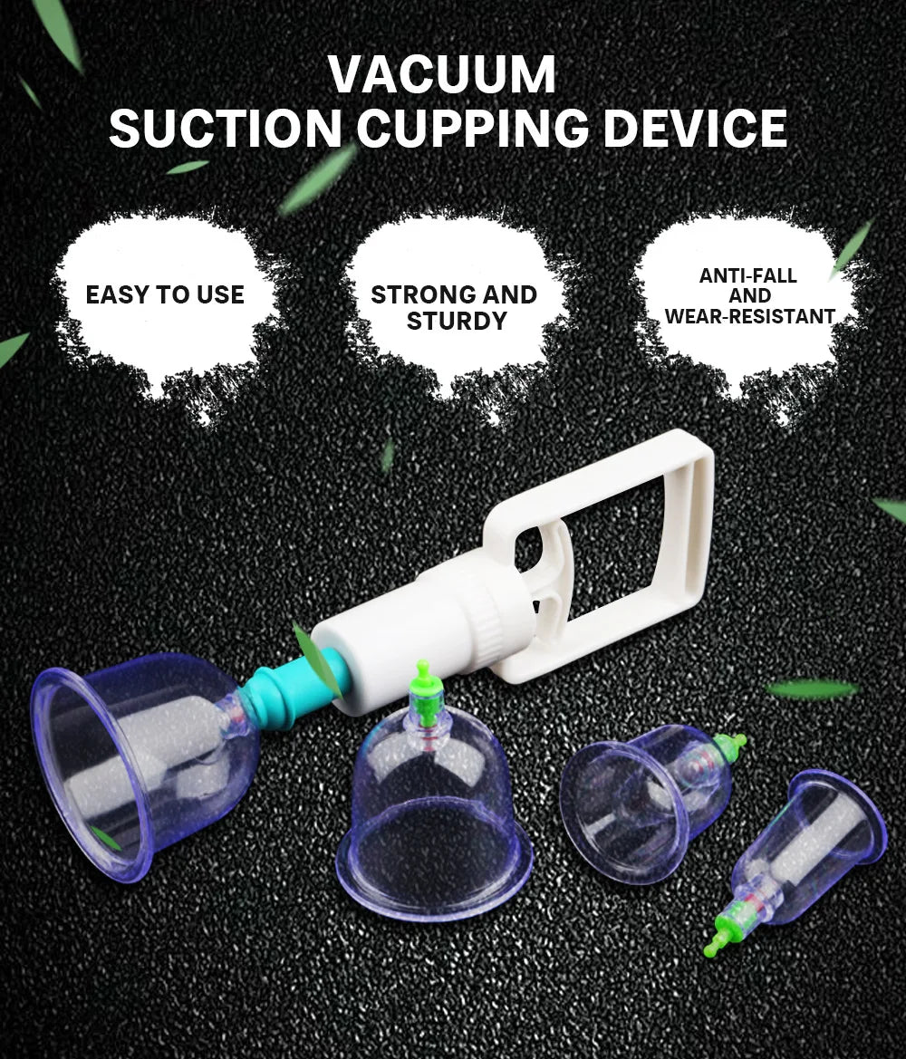 6-Piece Suction Cup Set with Hand Pump – Vacuum Cupping Tool for Back & Body Use