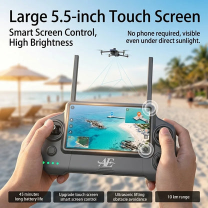 AE30 Ultra GPS Drone 4K Profesional HD Camera 3-Axis Gimbal Brushles Airdrop RC Quadcopter 5.5inch Screen Control Fishing Drones