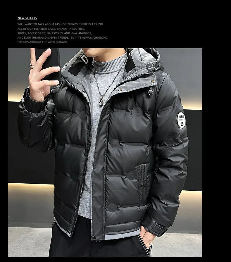 Hip Hop Men's Lightweight Hooded Down Jackets Winter Fashion Windbreaker Thick Warm Coats Outdoor Sport White Duck Down Jacket
