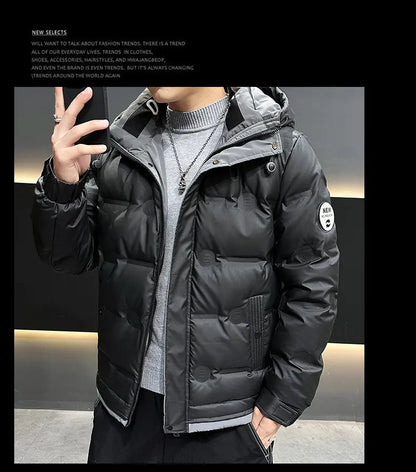 Hip Hop Men's Lightweight Hooded Down Jackets Winter Fashion Windbreaker Thick Warm Coats Outdoor Sport White Duck Down Jacket