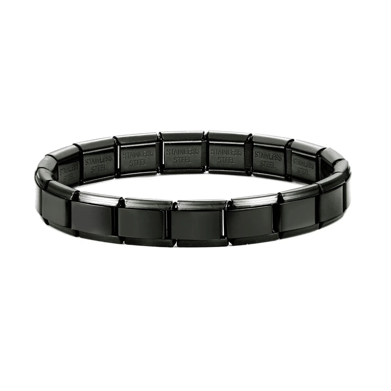 New Women's Men's Jewelry DIY 9MM Width Italian Elastic Charm Bracelet Solid Color Stainless Steel Fashion Bangle
