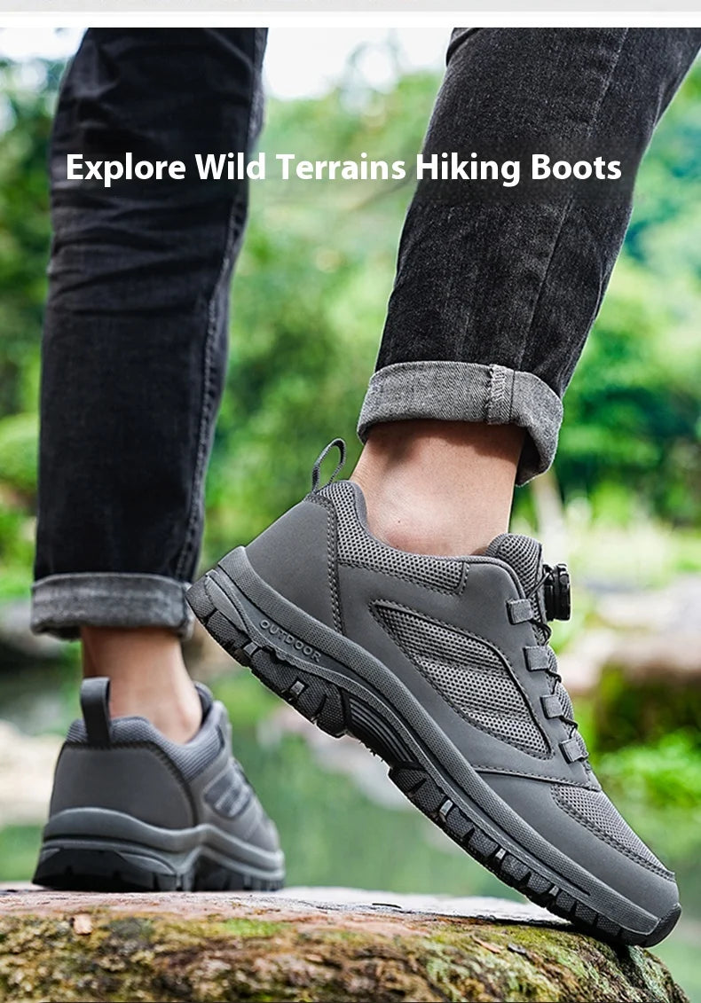 Men'S Spring And Autumn Outdoor Sports Shoes With Rotating Buckle Convenient Comfortable Anti Slip Hiking Shoes Large Size 39-48