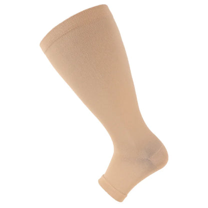 1Pair 2XL-7XL Plus Size Compression Socks Open Toe Compression Women& Men 15-20mmHg Wide Calf Knee High Toeless Compression Sock