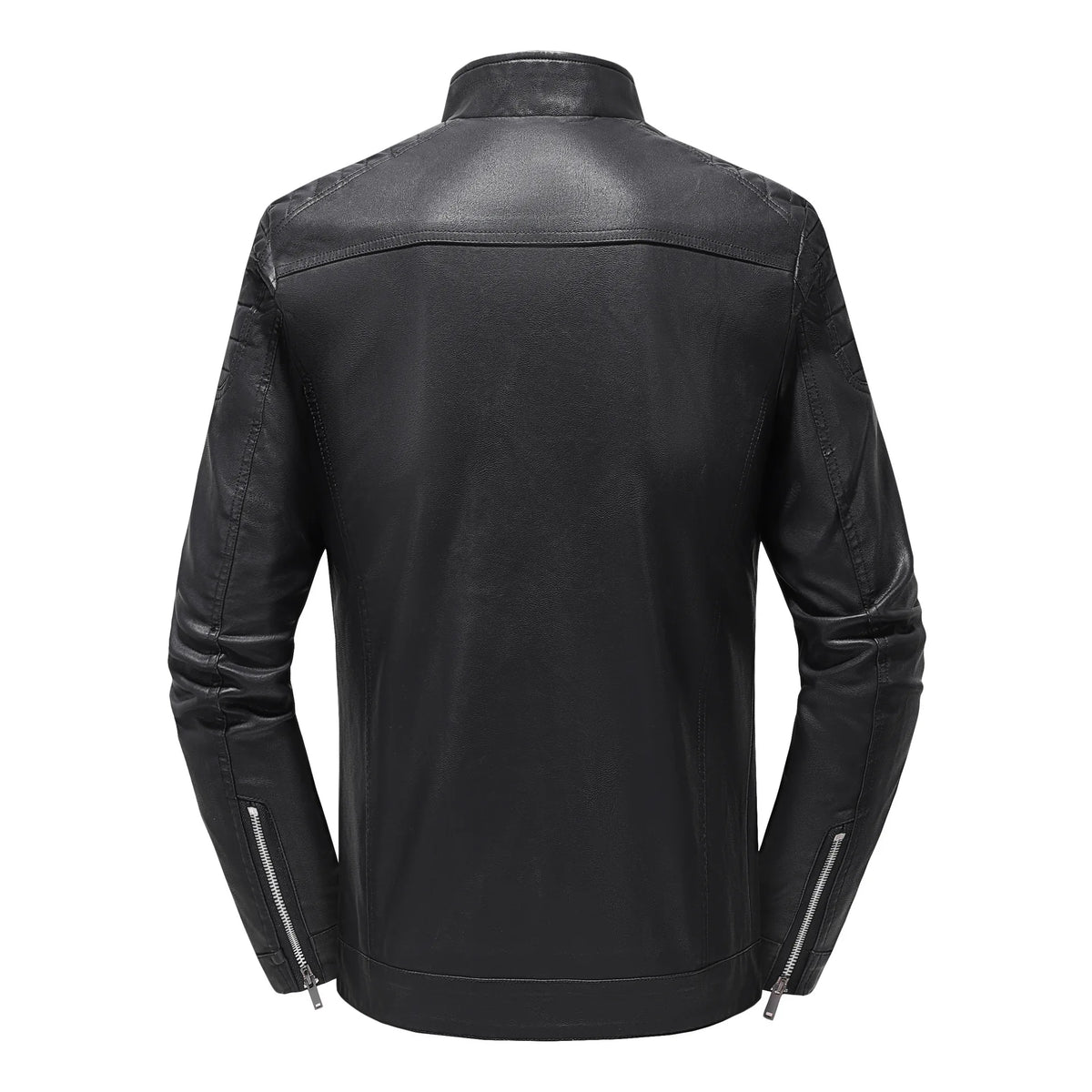 Spring Autumn Men's Biker Style Thin Top Layer Leather Jacket Motorcycle Outerwear Lightweight Korean Version Zipper Closure