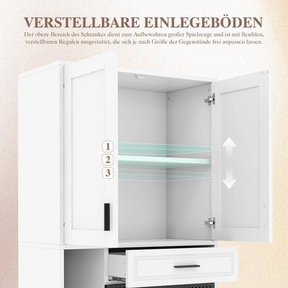 Multifunctional Cat Storage Cabinet with Stable Construction, Adjustable Shelves, Drawers, and Cat Bed Area – Cozy Activity Space for Cats, Pet Furniture with Arch Openings