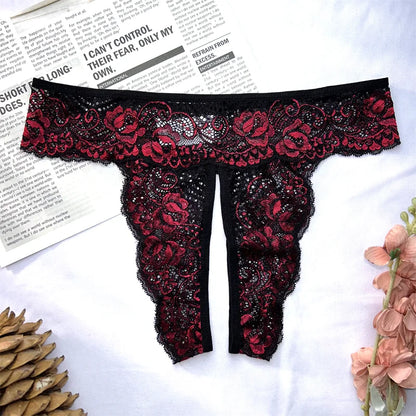 Sexy Crotchless Low Waist Thongs Invisible Lace Underwear Women Comfortable Panties Intimates Underpants Briefs Female Lingerie