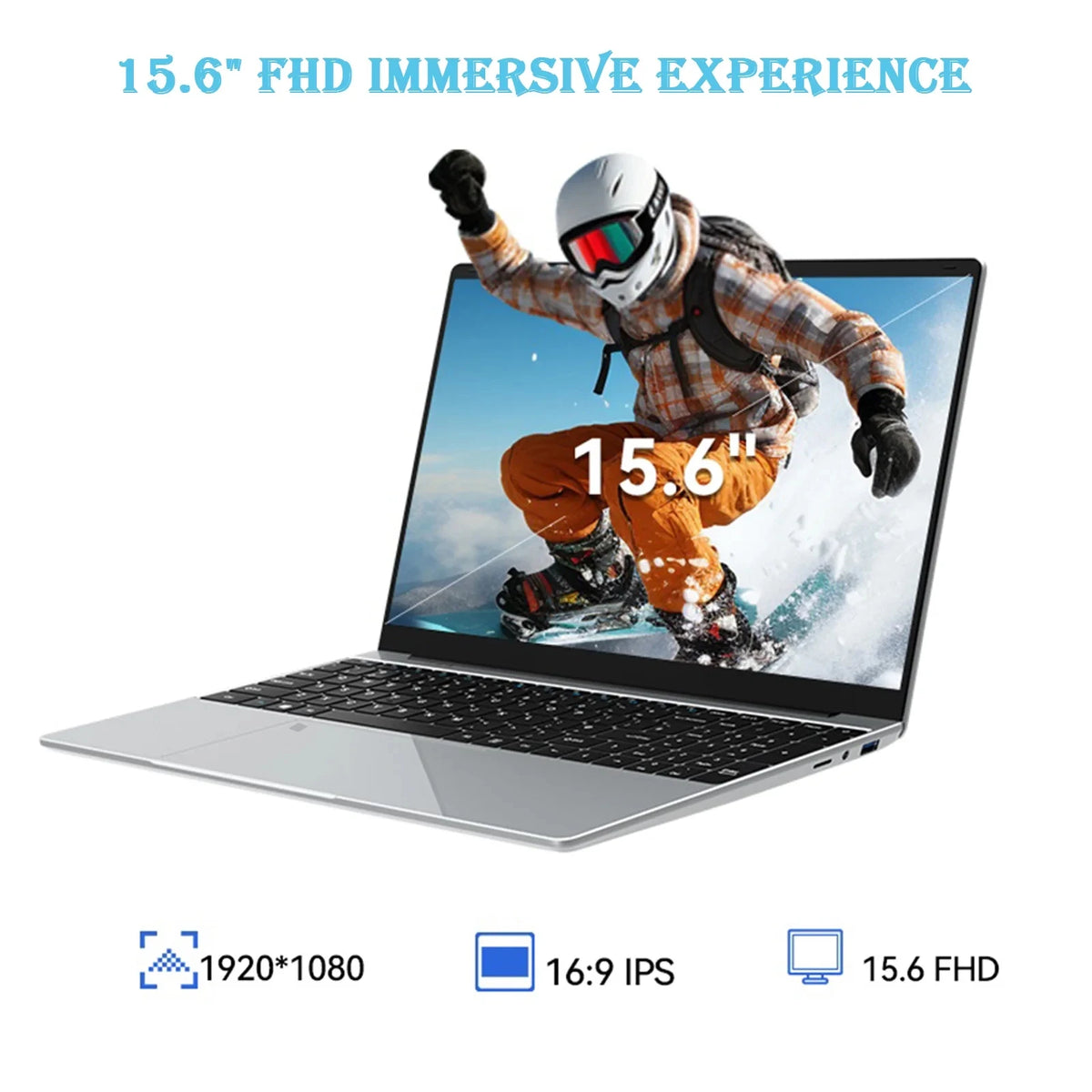 LENO Large-Screen 15.6" Laptop 32GB RAM 2TB SSD Intel 6500Y Office Windows11 Notebook 5000mAh Gamer PC with Backlit Fingerprint