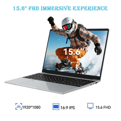 LENO Large-Screen 15.6" Laptop 32GB RAM 2TB SSD Intel 6500Y Office Windows11 Notebook 5000mAh Gamer PC with Backlit Fingerprint