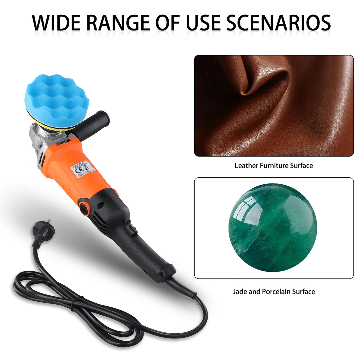 Podofo 1200W Rotary Car Buffer Polisher Waxer with Detachable Handle for Boat and Car Polishing & Waxing, 8800RPM Sponge Rotary Polisher