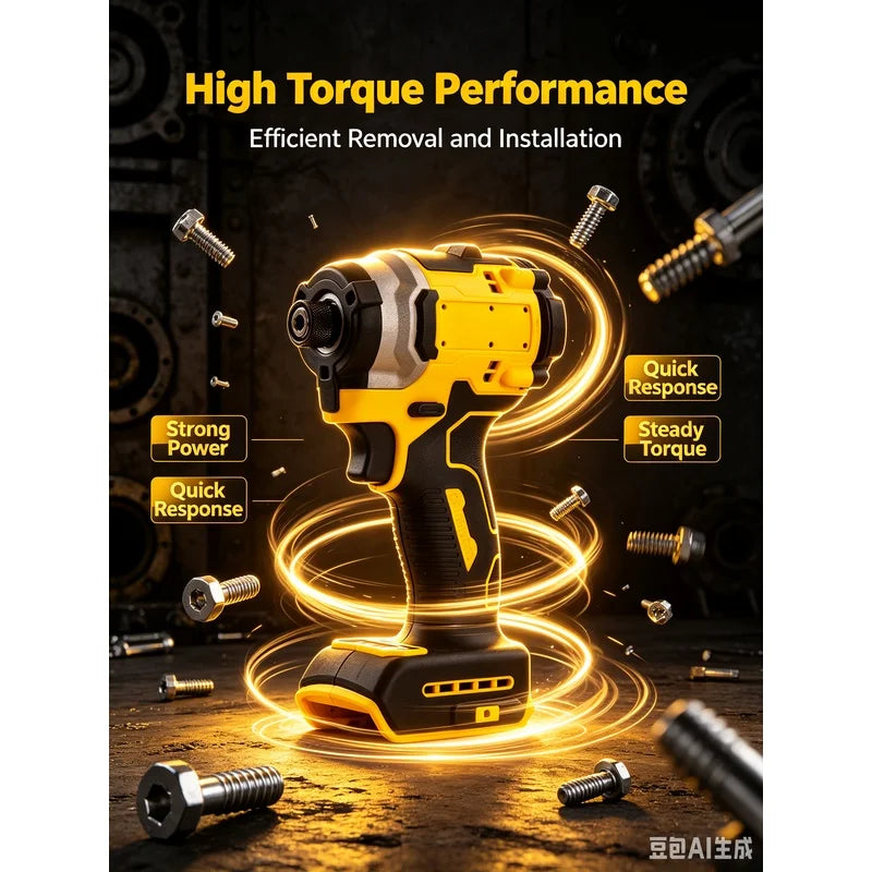 Professional Compact Brushless Impact Driver High Torque Rechargeable Power Screwdriver DIY Carpentry Construction Tool