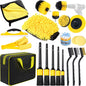 Podofo 20 Pcs Car Cleaning Set Car Care Set for Interior and Exterior - Car Wash Set with Brushes, Polishing Sponges, Cleaning Gel for Car Interior&Exterior Cleaning With Carry Bag