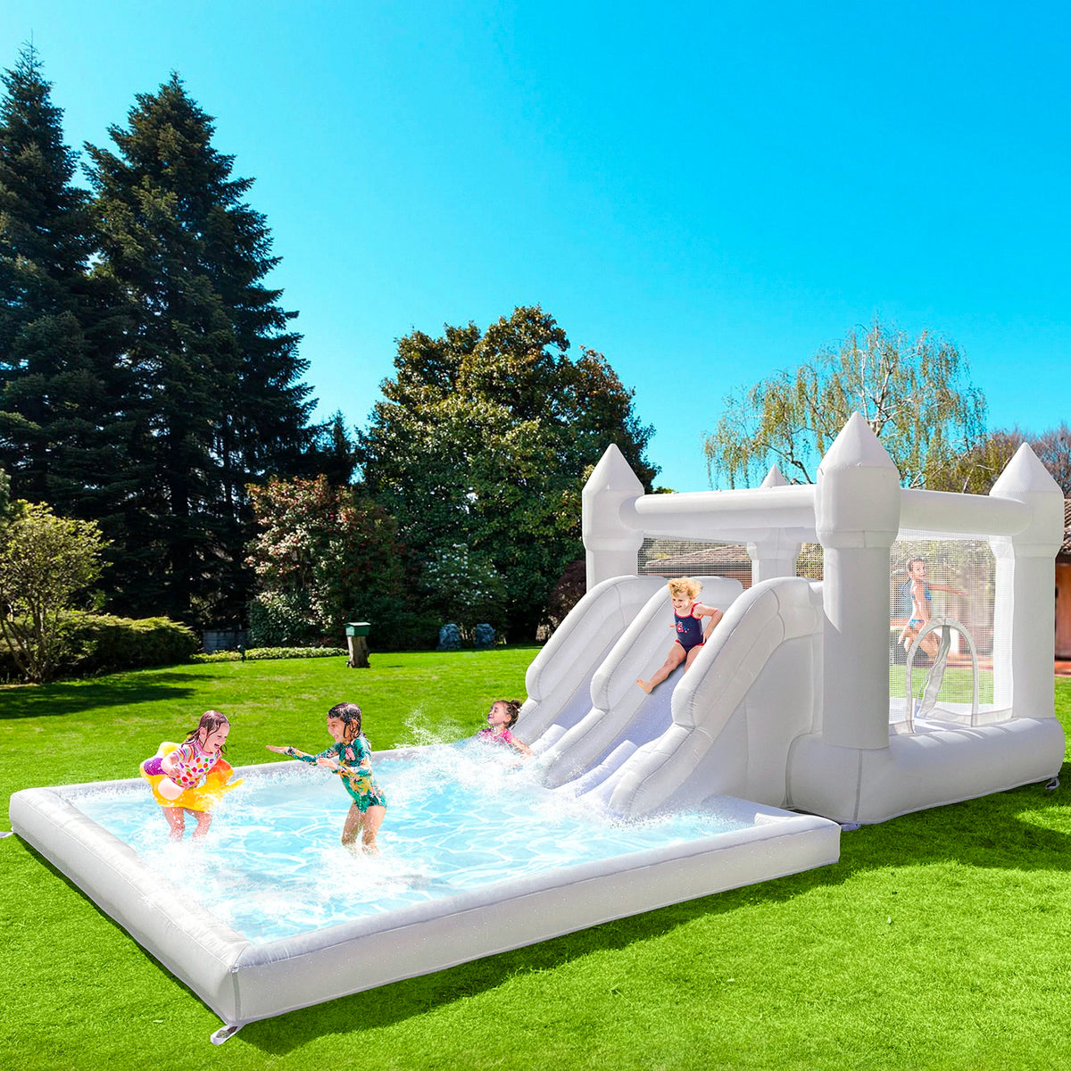Inflatable White Bounce House With Slide 5.6*3.3*3M Jumping Castle For Kids Bouncy House Withe For Children Outdoor Toys Slide