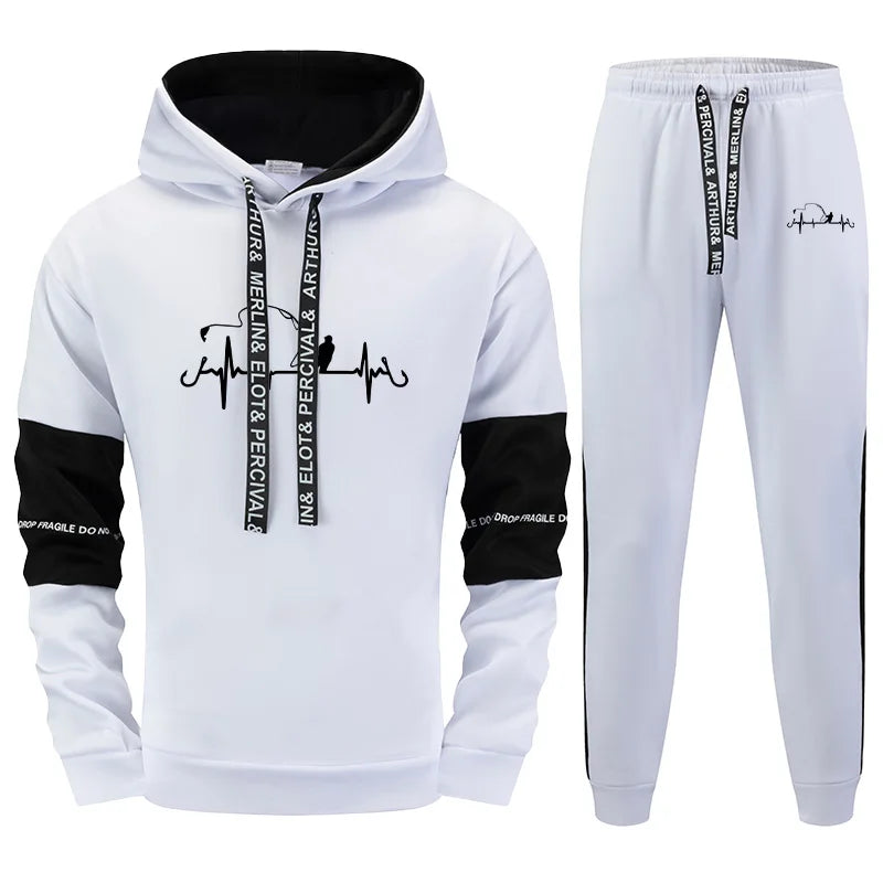Men's Hooded Sweatshirts Jogger Pants High Quality Sportswear Suit Male Trendy Hoodies Sweatpants Urban Fashion Casual Tracksuit
